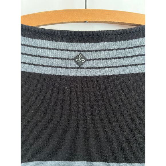 PRANA SYDNEY SWEATER DRESS WITH TIE WAIST FLARED SLEEVE GRAY BLACK SIZE MED - Picture 9 of 15